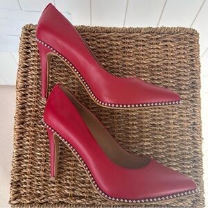 BCBGeneration Women’s Holli Studded Leather Pumps Red with Gold‎ Size 6.5M